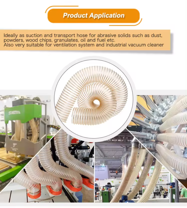 PU steel wire telescopic hose woodworking vacuum cleaner wear-resistant transparent hose PU polyurethane steel wire hose - 图片 7